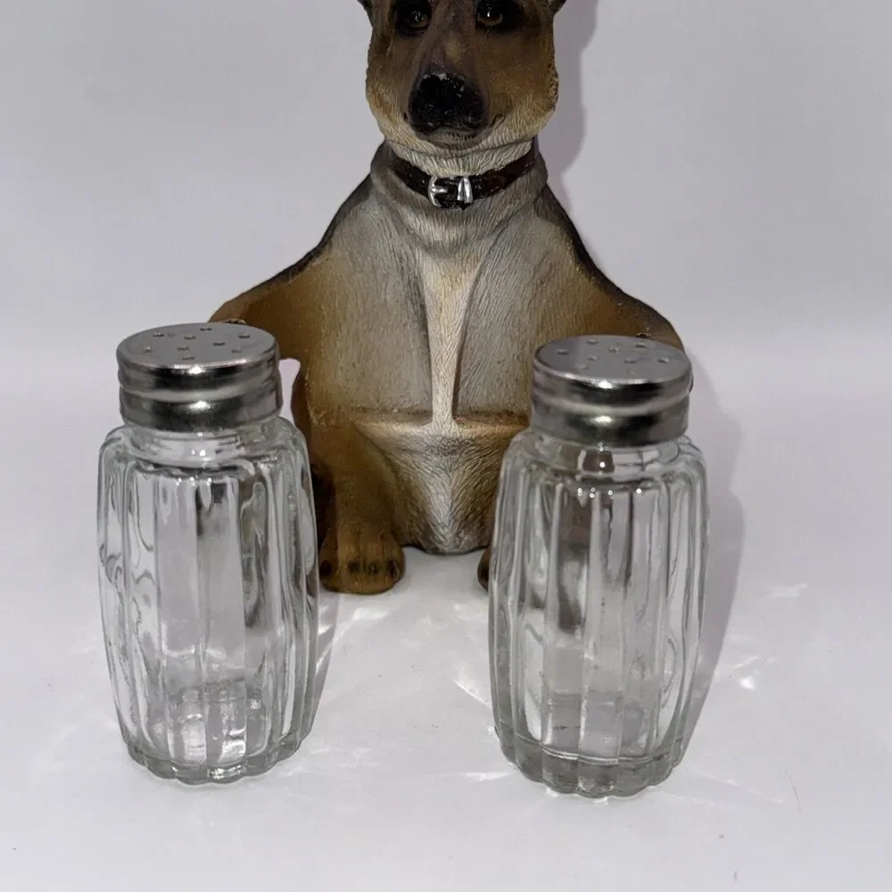 German Shepherd Dog Holding Salt & Pepper Set - Picture 5 of 8